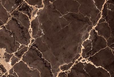 The image features a marble surface with a brown and gold color scheme. The marble has a patterned texture, giving it a unique and elegant appearance. The primary subject of the image is the marble surface, which serves as the main object, scene, or focus of the image. The setting or background is the marble surface, which is the primary visual element in the image. The visual style of the image is a close-up of the marble surface, showcasing its intricate pattern and texture. The colors and m