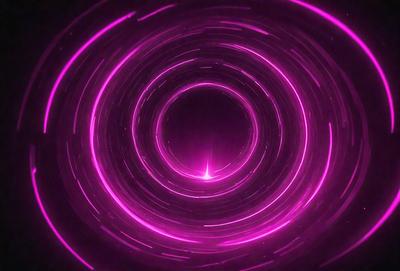 The primary subject of the image is a purple tunnel or vortex, which appears to be a digital art or illustration. The setting is a dark, pink-lit environment, and the visual style gives the impression of a futuristic or surreal scene. The dominant colors are purple and pink, creating a moody and atmospheric mood.