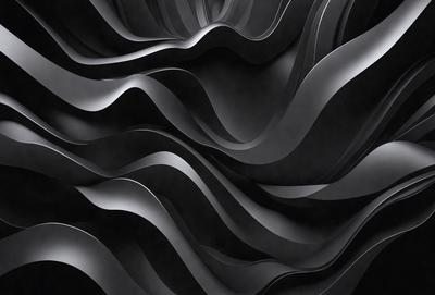 The primary subject of the image is a black and white patterned wall. The setting is a dark room, and the visual style is a black and white photo. The dominant colors are black and white, creating a moody atmosphere.