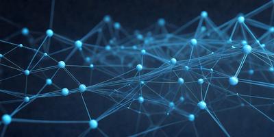 The primary subject of the image is a blue, three-dimensional network of interconnected lines, which resembles a web or a complex structure. The setting is a dark background, which contrasts with the blue lines, creating a visually striking scene. The visual style of the image is digital art, as it appears to be a computer-generated or digitally manipulated representation of the blue lines. The colors and mood of the image are predominantly blue, which gives it a calm and serene atmosphere.