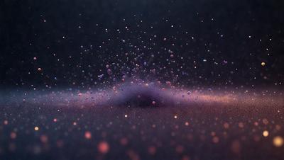 The primary subject of the image is a purple and pink nebula, which is the main object, scene, or focus of the image. The setting or background is a dark, starry sky, and the visual style is a digital art or illustration. The dominant colors and overall atmosphere of the image are purple and pink, creating a vibrant and lively scene.
