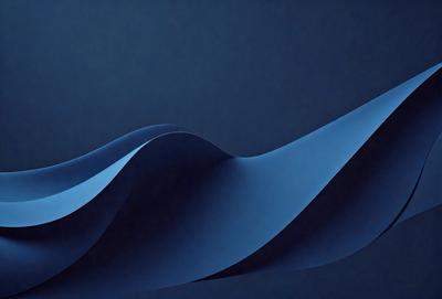 The primary subject of the image is a blue wave or ripple pattern. The setting is a dark blue background, which creates a striking contrast with the wave pattern. The visual style is a combination of a photo and a digital art or illustration, as the wave pattern appears to be a digital creation. The colors and mood of the image are predominantly dark blue, creating a calm and serene atmosphere.