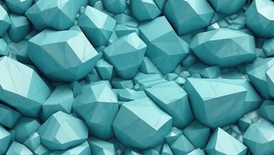 The primary subject of the image is a large number of blue and white geometric shapes, which are arranged in a dense and intricate pattern. The setting is a blue background, which complements the vibrant colors of the shapes. The visual style is a combination of digital art and illustration, creating a unique and captivating design. The dominant colors are blue and white, giving the image a calm and soothing atmosphere.