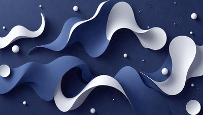 The primary subject of the image is a blue and white swirl pattern. The setting is a blue background, and the visual style appears to be a digital art or illustration. The dominant colors are blue and white, creating a calm and soothing atmosphere.