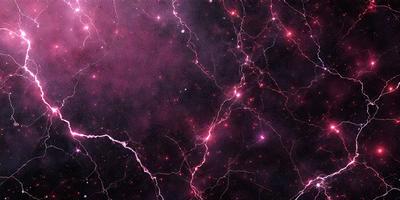 The primary subject of the image is a purple background with a red and pink nebula-like pattern. The setting appears to be a space-themed environment, possibly a futuristic or fantasy setting. The visual style of the image is a combination of digital art and illustration, creating a unique and captivating scene. The dominant colors in the image are purple, red, and pink, giving the image a vibrant and lively atmosphere.