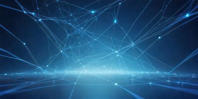 The primary subject of the image is a blue background with a pattern of white lines. The setting appears to be a space or a futuristic environment. The visual style of the image is digital art, as it features a complex and intricate pattern of white lines on a blue background. The colors and mood of the image are predominantly blue and futuristic, creating a sense of depth and complexity.