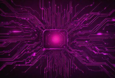 The primary subject of the image is a pink square with a purple background. The square is filled with a complex pattern of pink and purple wires, creating a visually intriguing and colorful scene. The setting appears to be a digital art or illustration, as the wires are arranged in a way that resembles a circuit board or a computer's internal structure. The overall atmosphere of the image is vibrant and dynamic, with the pink and purple colors evoking a sense of energy and