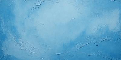 The primary subject of the image is a large, blue, cloudy sky. The setting is a cloudy day, and the visual style is a painting or drawing. The colors and mood of the image are predominantly blue, creating a calm and serene atmosphere.