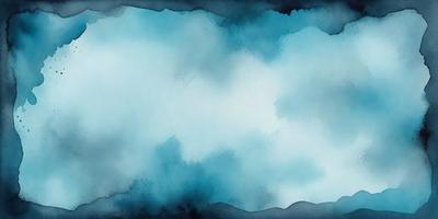 The primary subject of the image is a large, blue, cloudy sky. The setting is a cloudy day, and the visual style is a painting or drawing. The colors and mood of the image are predominantly blue, creating a calm and serene atmosphere.