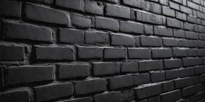The primary subject of the image is a brick wall. The setting is a dark room, and the visual style is a black and white photo. The dominant colors are black and white, creating a moody atmosphere.
