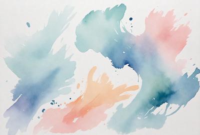 The primary subject of the image is a painting or drawing of a colorful, abstract design. The setting is a white background, which provides a clean and uncluttered appearance. The visual style is a combination of digital art and illustration, as the colors and patterns are vibrant and well-defined. The dominant colors in the image are pink, orange, and blue, creating a lively and energetic atmosphere.