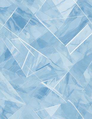 The primary subject of the image is a blue and white patterned surface, which appears to be a piece of art or a design. The setting is a blue background, and the visual style is a combination of digital art and illustration. The colors and mood of the image are predominantly blue and white, creating a calm and serene atmosphere.