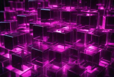 The primary subject of the image is a large pink block, which is part of a larger pink structure. The setting is a purple background, which creates a striking contrast with the pink blocks. The visual style of the image is a combination of photo and digital art, giving it a unique and eye-catching appearance. The dominant colors in the image are pink and purple, creating a warm and vibrant atmosphere.