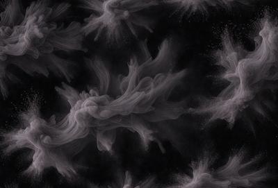 The primary subject of the image is a black and white photo of a cloudy sky. The setting is a dark background, which contrasts with the cloudy sky. The visual style is a black and white photo, giving it a classic and timeless appearance. The colors and mood of the image are predominantly dark and moody, with the clouds creating a dramatic and atmospheric scene.