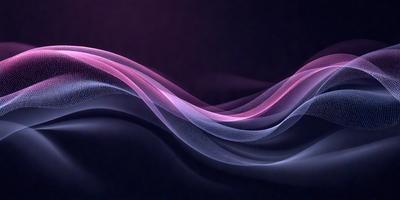 The primary subject of the image is a digital artwork featuring a wave-like pattern in shades of pink and blue. The setting is a dark background, which contrasts with the vibrant colors of the wave. The visual style is a combination of digital art and illustration, creating a unique and eye-catching design. The dominant colors and overall atmosphere of the image are a mix of pink and blue, giving it a calming and soothing effect.