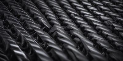 The primary subject of the image is a close-up of a black mesh or weave, possibly a piece of fabric or a patterned surface. The setting appears to be a black background, which contrasts with the black mesh. The visual style of the image is a close-up, focusing on the details of the mesh. The colors and mood of the image are predominantly black, giving it a sleek and modern appearance.