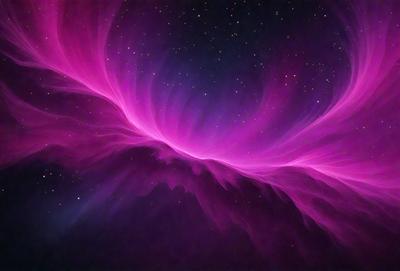 The primary subject of the image is a purple, pink, and blue swirling pattern, which appears to be a digital art or illustration. The setting is a dark, star-filled sky, creating a contrasting backdrop for the swirling pattern. The visual style suggests that the image is a creative and artistic representation of the night sky. The dominant colors of the image are purple, pink, and blue, which contribute to a calming and serene atmosphere.