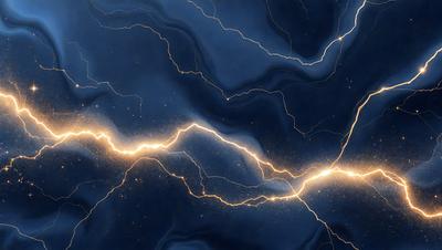 The primary subject of the image is a bright, colorful lightning bolt. The lightning bolt is illuminated against a dark blue background, creating a striking contrast. The visual style of the image is a combination of photo and digital art, as it captures the vibrant colors and dynamic movement of the lightning bolt. The colors and mood of the image are energetic and dramatic, with the bright lightning bolt drawing attention and creating a sense of excitement.