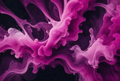 The primary subject of the image is a purple, pink, and white painting of a flowing substance, possibly a liquid or a gas. The setting is a dark background, which contrasts with the vibrant colors of the painting. The visual style appears to be a digital art or illustration, as the colors and flowing nature of the substance are skillfully rendered. The overall atmosphere of the painting is dynamic and captivating, with the flowing substance evoking a sense of movement and energy.