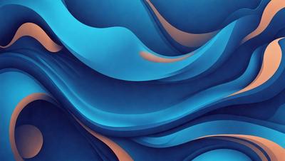 The primary subject of the image is a blue and white ocean wave. The setting is a blue ocean, and the visual style is a digital art or illustration. The dominant colors are blue and white, creating a calm and serene atmosphere.