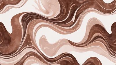 The primary subject of the image is a brown and white patterned wallpaper. The setting is a wall, and the visual style is a combination of photo and digital art. The dominant colors are brown and white, creating a warm and earthy atmosphere.