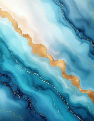 The primary subject of the image is a blue and gold swirl pattern, which is the main focus of the image. The setting is a blue and gold swirl pattern, which is the main focus of the image. The visual style is digital art, as the swirl pattern is created using digital tools. The colors and mood of the image are predominantly blue and gold, giving it a vibrant and lively atmosphere.