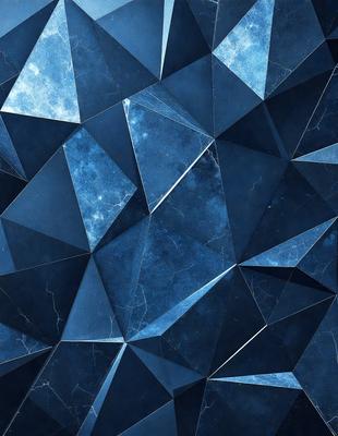 The primary subject of the image is a blue and white geometric pattern, which appears to be a digital art or illustration. The setting is a blue background, and the visual style is a combination of digital art and illustration. The dominant colors are blue and white, creating a calm and soothing atmosphere.