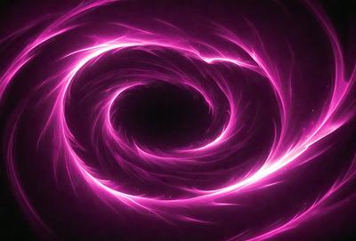 The primary subject of the image is a purple, swirling, and pink circle. The setting is a dark background, which contrasts with the vibrant colors of the circle. The visual style appears to be a digital art or illustration, as the circle is depicted in a swirling pattern. The dominant colors are purple and pink, creating a lively and energetic atmosphere.