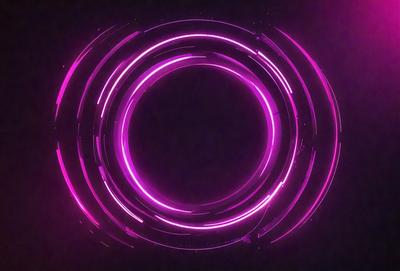 The primary subject of the image is a pink circle with a purple outline. The circle is located in the center of the image, and it appears to be a part of a larger design or pattern. The setting or background of the image is a dark, possibly black, surface, which contrasts with the bright colors of the circle. The visual style of the image is a combination of digital art and illustration, as the circle and its outline are both well-defined and detailed. The colors and mood of the image are predomin
