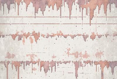 The primary subject of the image is a white wall with a red substance dripping down it. The setting appears to be a room with a white wall, and the visual style is a combination of a photo and digital art. The dominant colors are red and white, creating a mood of intensity and contrast.
