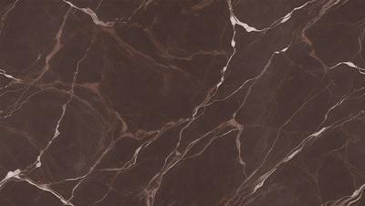 The primary subject of the image is a marble countertop with a brown and white pattern. The setting is a kitchen, and the visual style is a close-up of the marble countertop. The colors and mood of the image are warm and natural, with the brown and white marble creating a sense of elegance and sophistication.