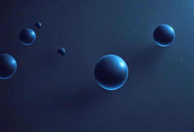 The primary subject of the image is a blue sphere, which is the main object in the scene. The setting is a dark blue background, creating a contrasting and dramatic visual effect. The visual style is a digital art or illustration, as the sphere appears to be a digital creation. The colors and mood of the image are predominantly dark and moody, with the blue sphere being the main focal point.