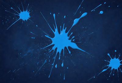 The primary subject of the image is a blue splash of paint, which appears to be a digital art or illustration. The setting is a blue background, and the visual style is a close-up of the splash of paint. The dominant colors are blue and white, creating a calm and serene atmosphere.