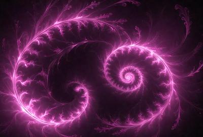 The primary subject of the image is a pink spiral pattern, which is the main object, scene, or focus of the image. The setting or background is a dark purple surface, which adds to the overall atmosphere. The visual style of the image is a combination of digital art and illustration, creating a unique and eye-catching design. The dominant colors in the image are pink and purple, which contribute to a vibrant and lively mood.