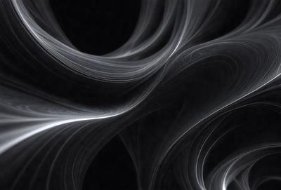 The primary subject of the image is a swirling, flowing pattern of light and dark, which appears to be a digital art or illustration. The setting is a dark background, which contrasts with the swirling pattern. The visual style is a combination of light and dark, creating a dynamic and captivating scene. The colors and mood of the image are predominantly dark, with the swirling pattern providing a sense of movement and energy.