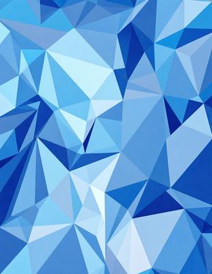 The primary subject of the image is a blue and white geometric pattern, which is the main focus of the image. The setting is a blue background, and the visual style is a digital art or illustration. The dominant colors are blue and white, creating a calm and soothing atmosphere.