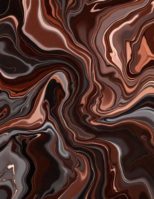 The primary subject of the image is a close-up of a brown and black patterned surface, which appears to be a piece of art or a textured wall. The setting is indoors, with the artwork or wall being the main focus of the image. The visual style is a combination of photo and digital art, creating a unique and intriguing appearance. The colors and mood of the image are predominantly brown and black, giving it a rich and dramatic atmosphere.