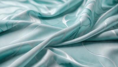The primary subject of the image is a blue sheet of fabric. The setting is a room with a blue background. The visual style is a close-up of the fabric, showcasing its texture and pattern. The colors and mood of the image are predominantly blue, creating a calm and serene atmosphere.
