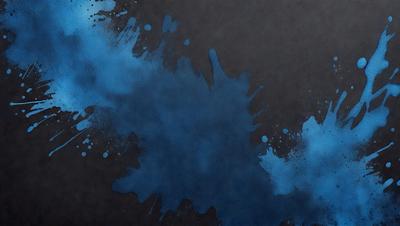 The primary subject of the image is a blue splash of paint, which is the main focus of the scene. The setting is a black background, which contrasts with the blue splash. The visual style is a digital art or illustration, as the blue splash appears to be digitally created. The dominant colors are blue and black, creating a bold and striking atmosphere.