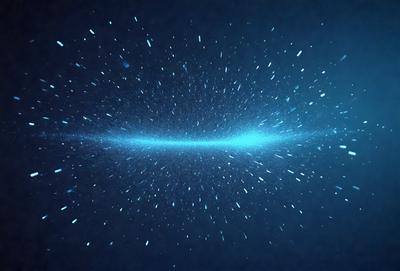 The primary subject of the image is a blue and white starry background. The setting is a dark, star-filled sky, with the stars being the main objects in the scene. The visual style is a digital art or illustration, as the image is composed of various shapes and colors. The dominant colors are blue and white, creating a serene and peaceful atmosphere.