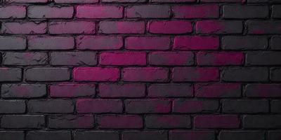 The primary subject of the image is a brick wall with a purple hue. The setting is a brick wall, and the visual style is a photo. The dominant colors are purple and black, creating a moody atmosphere.