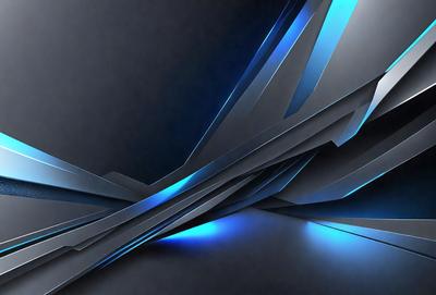 The primary subject of the image is a blue and silver geometric pattern. The setting is a dark background, which contrasts with the bright blue and silver colors of the pattern. The visual style appears to be a digital art or illustration, as the pattern is intricate and detailed. The overall atmosphere of the image is modern and futuristic, with the blue and silver colors evoking a sense of technology and innovation.