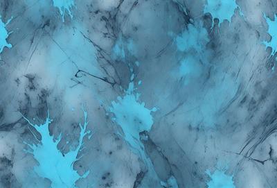The primary subject of the image is a blue marble-like surface with a pattern of white and blue streaks. The setting is a blue background, and the visual style appears to be a combination of a photo and digital art. The colors and mood of the image are predominantly blue, creating a serene and calming atmosphere.