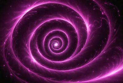 The primary subject of the image is a purple spiral, which appears to be a digital art or illustration. The spiral is set against a dark purple background, creating a striking contrast. The visual style of the image suggests that it is a creative and artistic representation of a spiral, possibly inspired by the concept of a galaxy or a swirling vortex. The colors and mood of the image evoke a sense of mystery and intrigue, as the viewer is drawn into the depths of the