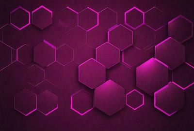 The primary subject of the image is a purple hexagonal pattern. The setting is a purple background, and the visual style is a digital art or illustration. The dominant colors are purple and pink, creating a calm and soothing atmosphere.