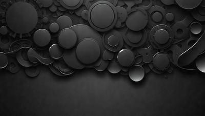 The primary subject of the image is a large black and white circle. The setting is a black background, and the visual style appears to be a digital art or illustration. The dominant colors are black and white, creating a bold and striking appearance. The overall atmosphere of the image is modern and artistic.