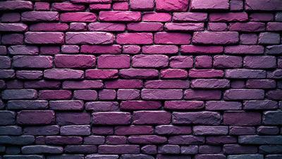 The primary subject of the image is a brick wall painted in various shades of pink and purple. The setting is a brick wall, and the visual style appears to be a photo. The dominant colors and overall atmosphere of the image are a mix of pink and purple, creating a unique and eye-catching appearance.