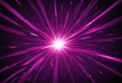 The primary subject of the image is a bright purple light, which appears to be a neon light or a purple starburst. The light is the main focus of the image, and it is set against a dark background. The visual style of the image is a combination of a photo and a digital art or illustration, creating a unique and eye-catching effect. The colors and mood of the image are predominantly purple, giving it a vibrant and energetic atmosphere.