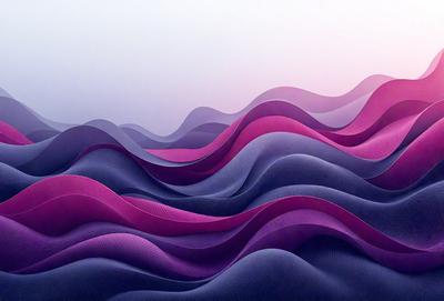 The primary subject of the image is a large, colorful wave. The wave is composed of various shades of pink, purple, and blue, creating a visually striking and vibrant scene. The wave is set against a white background, which further emphasizes the colors and patterns of the wave. The overall atmosphere of the image is lively and energetic, with the wave's movement and the vivid colors evoking a sense of motion and dynamism.