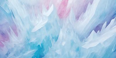 The primary subject of the image is a large, colorful ice formation. The setting is a blue and pink background, which adds to the overall visual style. The ice formation appears to be a digital art or illustration, with a unique and vibrant color palette. The dominant colors are blue and pink, creating a lively and captivating atmosphere.